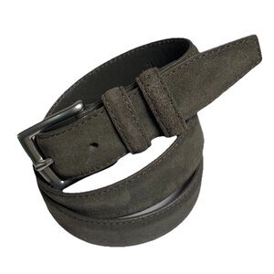J Crew Men’s Brown Suede Leather Belt Sz 32 Silver Buckle Classic Adjustable